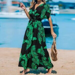 Cupshe Tropical Leaf Maxi Dress